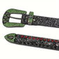 Skull Buckle Black Strap With Black,Red & Green Studded Rhinestone Belt