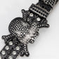 Gengar Buckle Black Strap With Black & Crystal Studded Rhinestone Belt