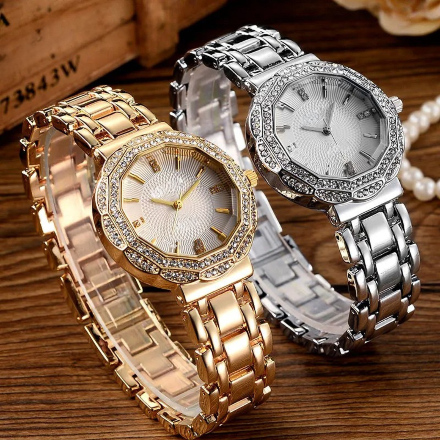 Women's Diamond Stainless Steel Quartz Watch Elegant & Stylish