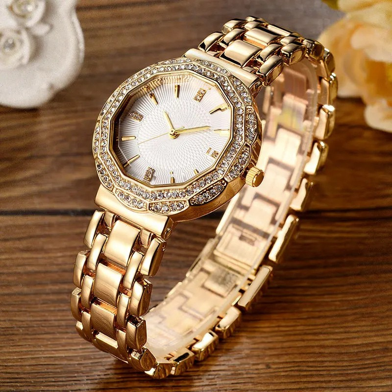 Women's Diamond Stainless Steel Quartz Watch Elegant & Stylish