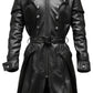 Black Stylish Hooded Leather Coat