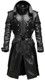 Black Stylish Hooded Leather Coat