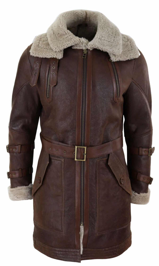 Men's RAF Aviator Shearling Bomber Coat in Genuine Leather