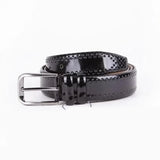 Black Mens Belt For Suit Patent Leather With Silver Buckle Genuine Leather Dress Belt 35 Mm