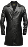 Black Classic Long Leather Coat