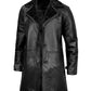 Men's Black Long Shearling Leather Coat